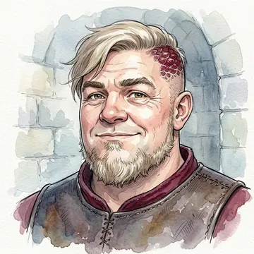 Retrato de Alabaster Cankergraft, um personagem de AI