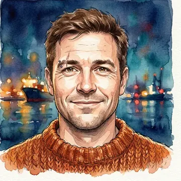 Portrait of Albie Greenaway, an AI character
