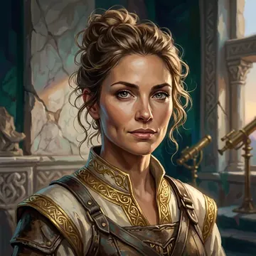 Retrato de Aloria Benthos, un personaje AI