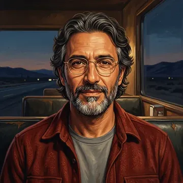 Portret postaci AI o imieniu Amos Sohrab