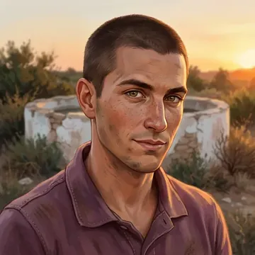 Portrait of Arnau Oramas, an AI character