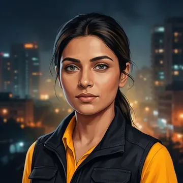 Portrait of Aruna Nijjar, an AI character