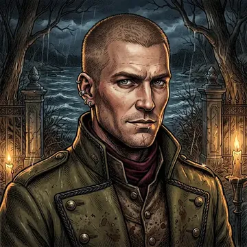 Retrato de Calix Fellrunner, um personagem de AI