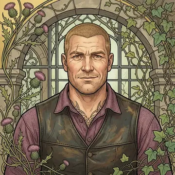 Portrait of Darragh Pendreigh, an AI character