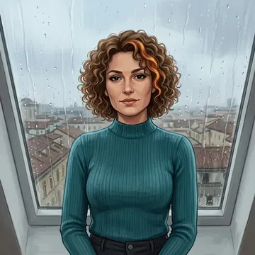 Retrato de Elettra Chiarenza, um personagem de AI