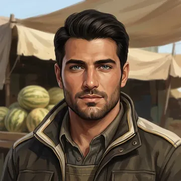 Retrato de Farrukh Gulomov, um personagem de AI