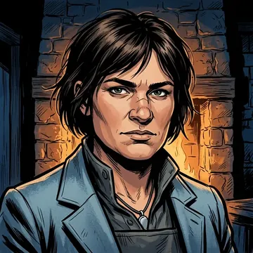 Portrait of Fenella Drysdale, an AI character