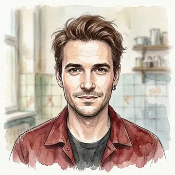 Portrait of Gaspare Dubov, an AI character