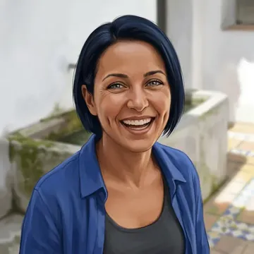Portrait of Ghita Benosman, an AI character