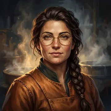 Portrait of Helikina Pelagios, an AI character