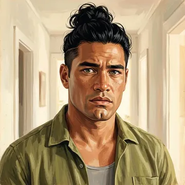 Retrato de Kalon Kaufusi, um personagem de AI