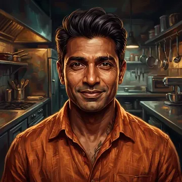 Portret postaci AI o imieniu Karun Ramakrishnan