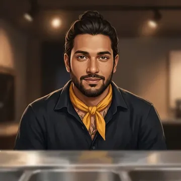 Bir AI karakteri olan Manish Bhatia portresi