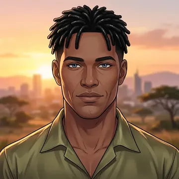 Porträt von Mugisha Haji, einem AI-Charakter