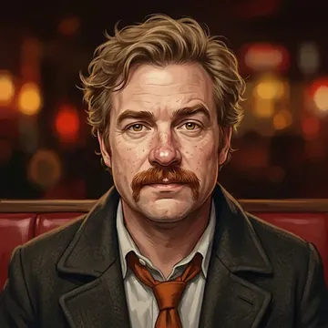 Portrait of Rhodes Waldegrave, an AI character