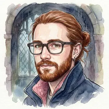 Portrait of Riordan Cahill, an AI character