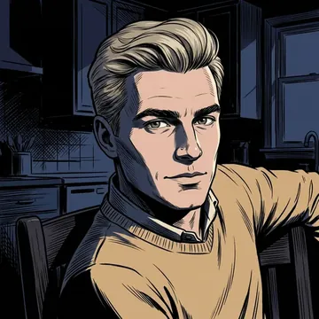 Retrato de Torkel Sandvik, um personagem de AI