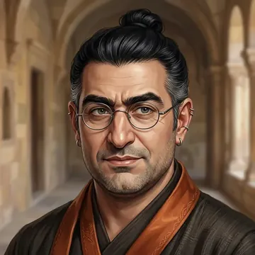 Portrait of Ulugbek Bahari, an AI character